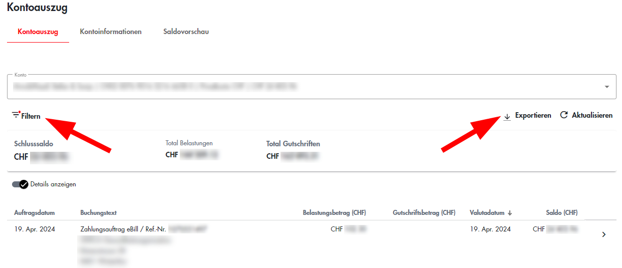 E-Banking Kontoauszug